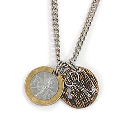 American Coin Sterling Silver Lock and Key Men' s Necklace