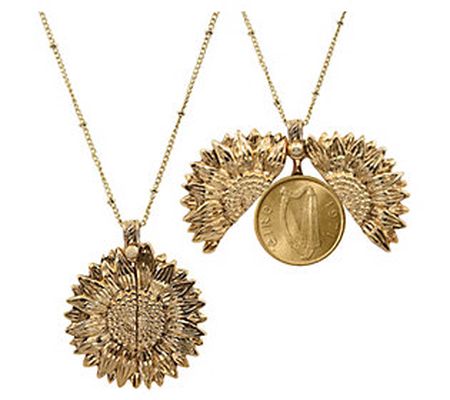 American Coin Sunflower Gold Irish Penny Coin N ecklace