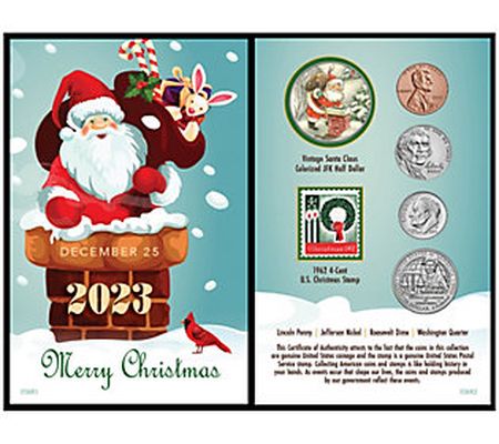 American Coin Treasures 2023 Santa Collectible Greeting Card