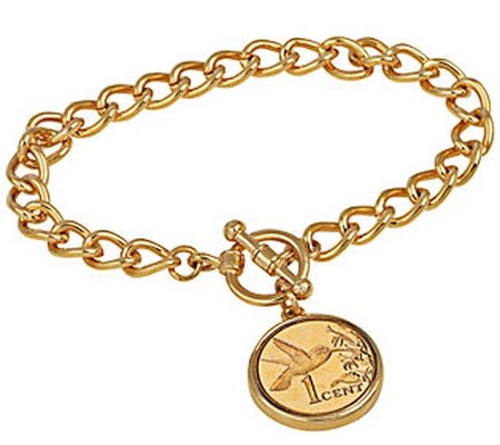American Coin Treasures Gold-Plated Hummingbird Coin Bracelet