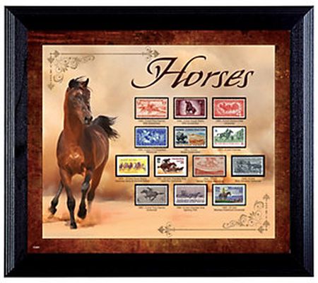 American Coin Treasures Horses on Stamps in Wal l Frame