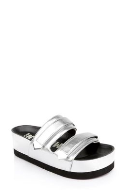 American Designers Slice Platform Slide Sandal in Silver