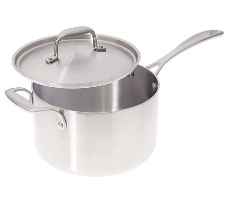 American Kitchen 4-quart Covered Stainless Stee Saucepan