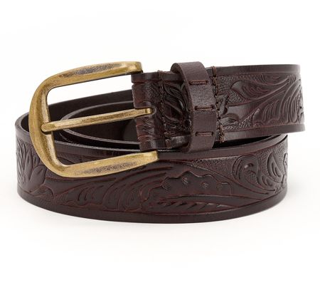 American Leather Co. Hand Tooled Leather Beltw/MetlBuckl