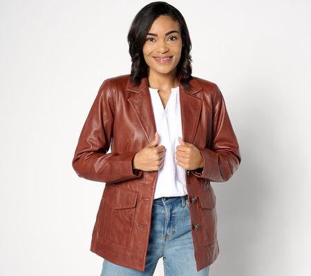 American Leather Co. Three Button Leather Blazer