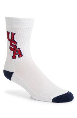 American Trench 1968 USA Crew Socks in White/Red 