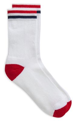 American Trench Kennedy Lux Stripe Crew Socks in Classic White 