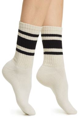 American Trench Mono Stripe Cotton Blend Crew Socks in Black