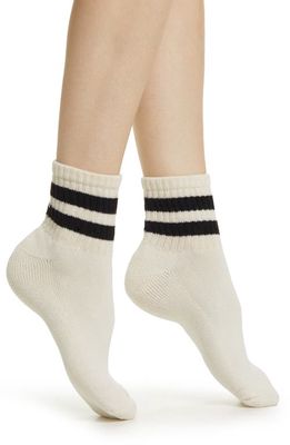 American Trench Mono Stripe Cotton Blend Quarter Socks in Black