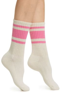 American Trench Mono Stripe Crew Socks in Pink