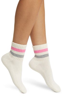 American Trench Retro Quarter Socks in White/Pink/Heather Grey