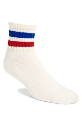 American Trench Retro Stripe Cotton Blend Quarter Socks in Royal/Red