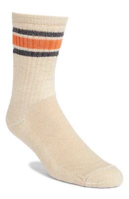 American Trench Stripe Merino Wool Blend Crew Socks in Classic Tan