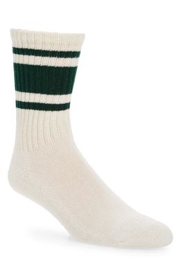 American Trench The Mono Stripe Cotton Blend Crew Socks in Forest Green