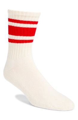 American Trench The Mono Stripe Cotton Blend Crew Socks in Red