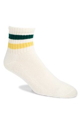 American Trench The Retro Stripe Quarter Crew Socks in Ivory/Forest/Amber