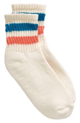 American Trench The Retro Stripe Quarter Socks in Tile/Coral/Ivory