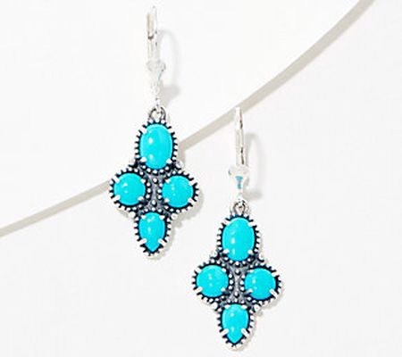 American West Four Sleeping Beauty Turquoise Earrings, Sterl