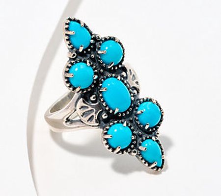 American West Sleeping Beauty Turquoise Cluster Ring, SS