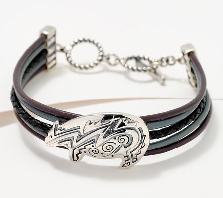 American West Sterling & Leather Symbol Inspo Bracelet