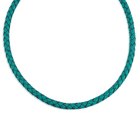 American West Sterling Braided Leather 17" Necklace