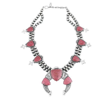 American West Sterling Gemstone Squash Blosso m Necklace