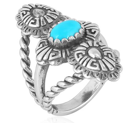 American West Sterling Silver Elongated Turquoi se Ring