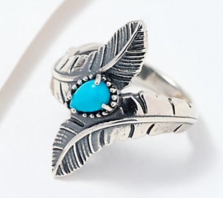 American West Sterling Silver Feather Turquoise Ring