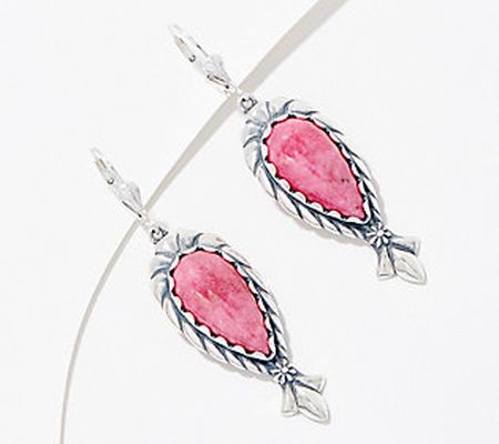 American West Sterling Silver Gemstone Squash Blossom Earring