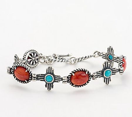 American West Sterling Silver Reversible Zia Toggle Bracelet