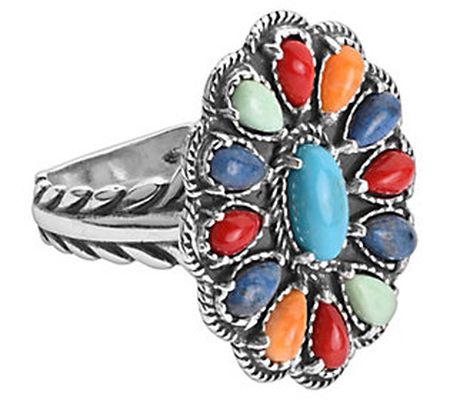 American West Sterling Silver Santa Fe Sunrise Cluster Ring