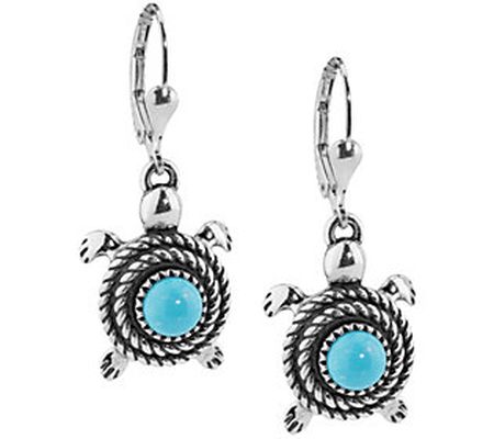 American West Sterling Spirit Stone Gemstone Tu rtle Earrings