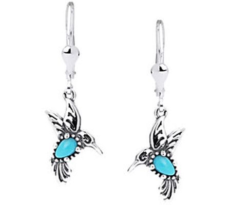 American West Sterling Turquoise Humming bird E arrings
