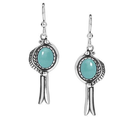 American West Sterling Turquoise Squash B losso Earrings