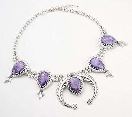 American West Turquise or Charoite Squash Blossom Neck