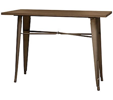 AmeriHome Counter-Height Metal Dining Table wit h Wood Top