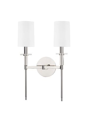 Amherst Crystal & Faux Silk Wall Sconce - Polished Nickel - Polished Nickel