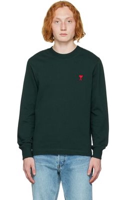 AMI Alexandre Mattiussi Green Ami De Caur Long Sleeve T-Shirt