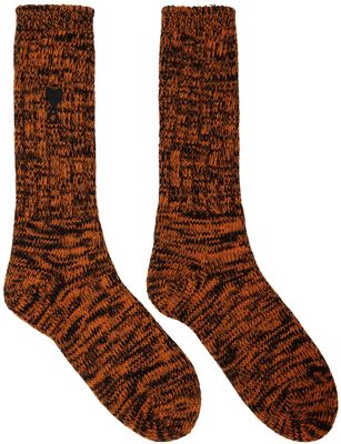 AMI Alexandre Mattiussi Orange & Black Ami de Caur Socks