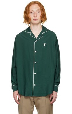 AMI Alexandre Mattiussi SSENSE Exclusive Green Camp Collar Shirt