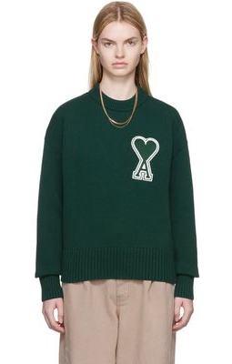 AMI Alexandre Mattiussi SSENSE Exclusive Green Cotton Sweater
