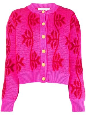 AMI AMALIA embroidery-detail wool cardigan - Pink