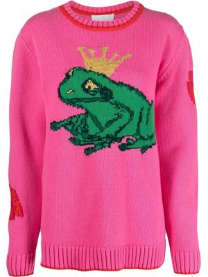 AMI AMALIA frog-intarsia merino wool jumper - Pink