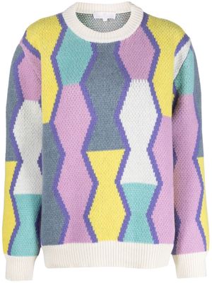 AMI AMALIA geometric-pattern merino wool jumper - Blue