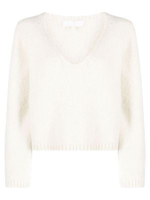 AMI AMALIA v-neck wool blend jumper - White