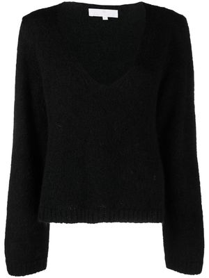 AMI AMALIA waffle-knit U-neck sweatshirt - Black