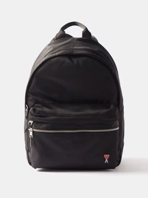 Ami - Ami De Caur-logo Coated-canvas Backpack - Mens - Black