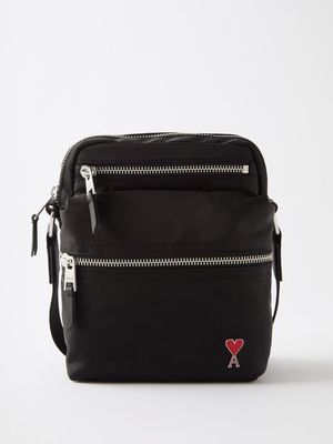 Ami - Ami De Caur-logo Coated-canvas Cross-body Bag - Mens - Black