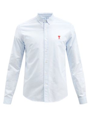 Ami - Ami De Caur-logo Cotton Shirt - Mens - Light Blue