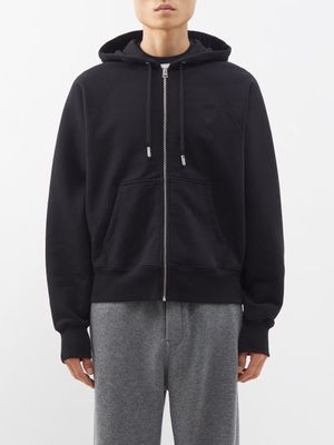 Ami - Ami De Caur-logo Organic-cotton Hooded Sweatshirt - Mens - Black